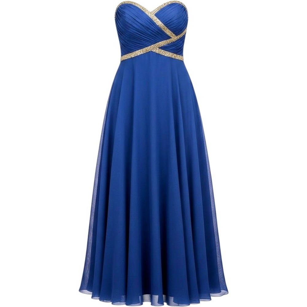 Cindy USA Royal Blue Strapless Beaded Chiffon Gown XL Prom Formal Evening Gown